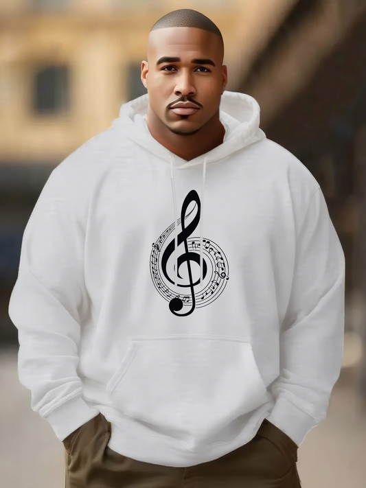 Men's Graphic Hoodie Artistic Notes Spinning In A Swirling Music Treble Clef