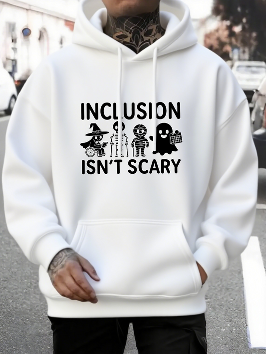 Men's Graphic Hoodie Inclusion Isnt Scary With Halloween Monsters And Cute Ghost
