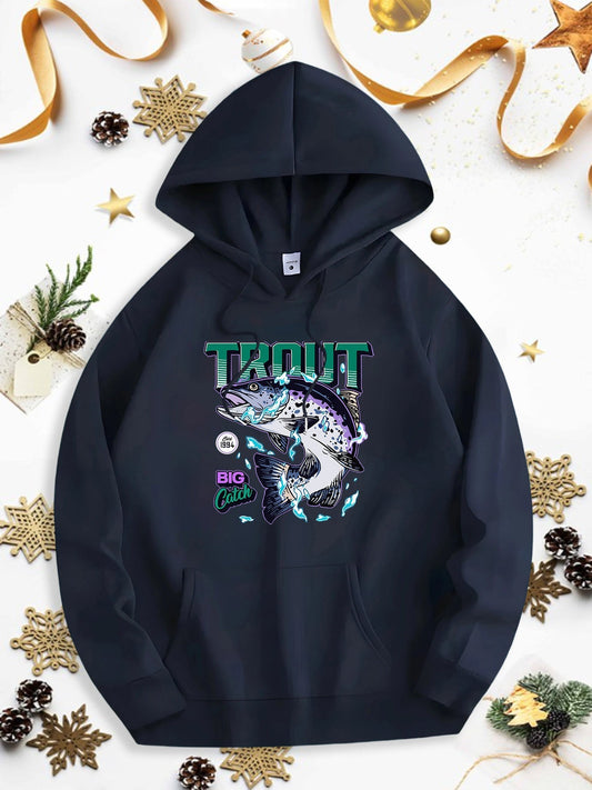 Men's Graphic Hoodie Trout Splashing Water With Vibrant Colors And Dynamic Motion Fish