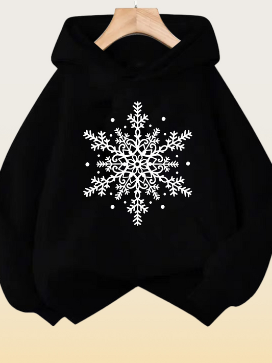 Women's Graphic Hoodie Intricately Patterned Winter Ice Crystal Snowflake