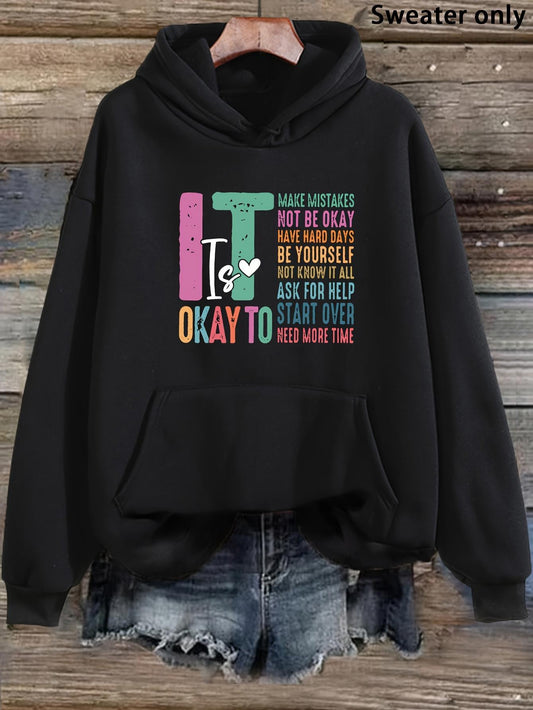 Women's Graphic Hoodie Its Okay To Ask For Help Stay Strong Motivational Quote Hoodie