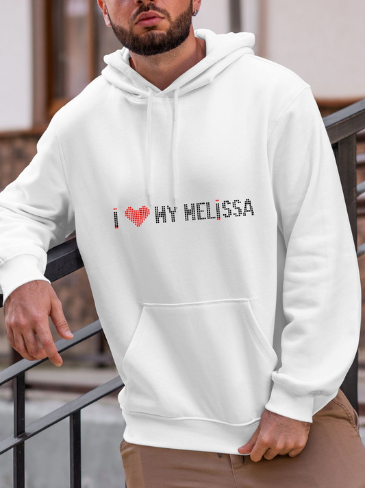 Men's Graphic Hoodie I Love My Helissa With Simple Red Heart Print Hoodie