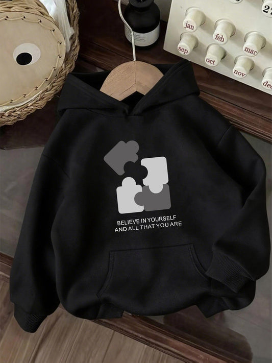 Women's Graphic Hoodie Believe In Yourself And All That You Are With Puzzle Pieces Hoodie