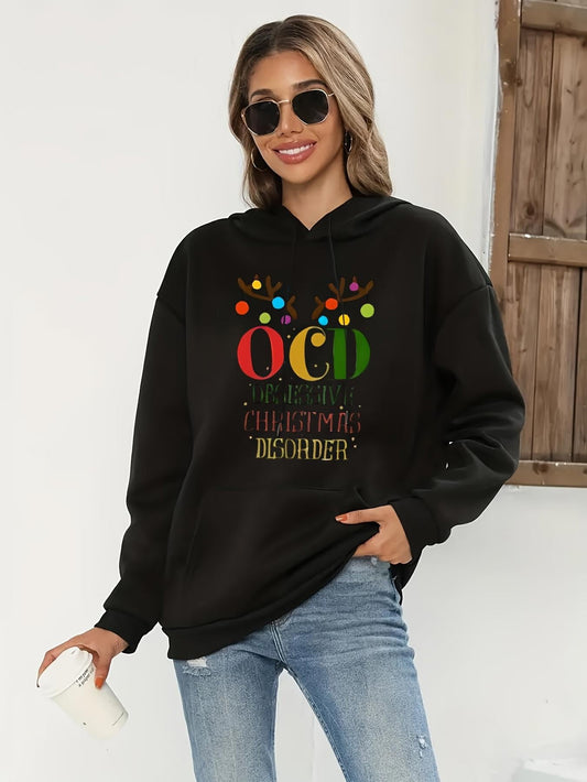 Women's Graphic Hoodie Obsessive Christmas Disorder Colorful Holiday Lights Hoodie