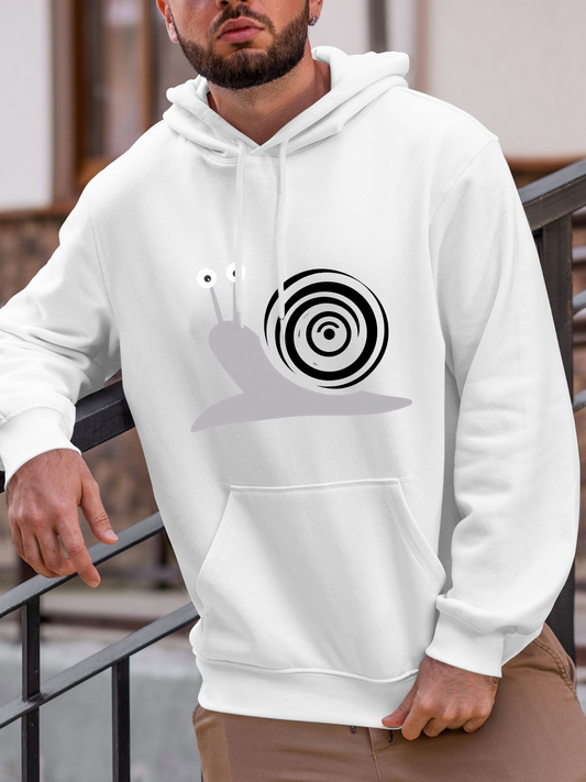 Men's Graphic Hoodie Abstract Black Swirling Circles Spiraling On Modern Minimal Snail