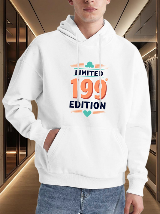 Men's Graphic Hoodie Limited Orange Blue Edition With Graphic Typography Centerpiece Hoodie