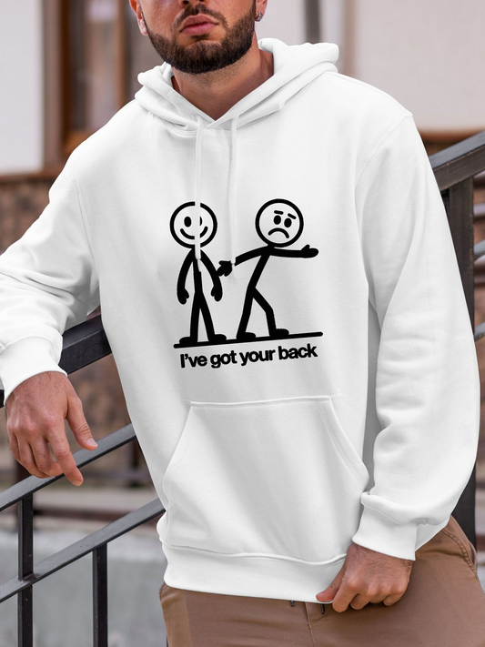 Men's Graphic Hoodie Ive Got Your Back Cartoon Stick Figures Joke Hoodie