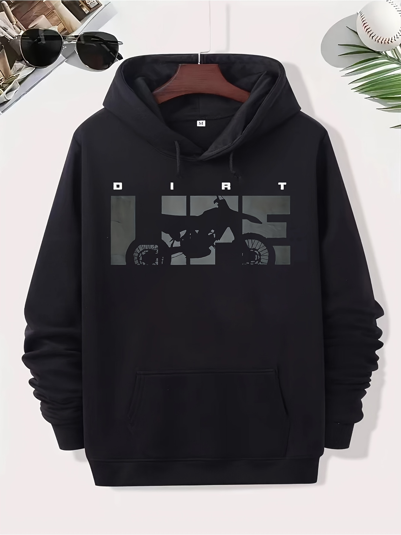 Men's Graphic Hoodie Dirt Life Adventure Graphic With Motocross Under Geometric Shapes Hoodie