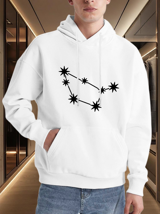 Men's Graphic Hoodie Starry Night Connected Cosmic Lines And Bold Star Cluster Constellation