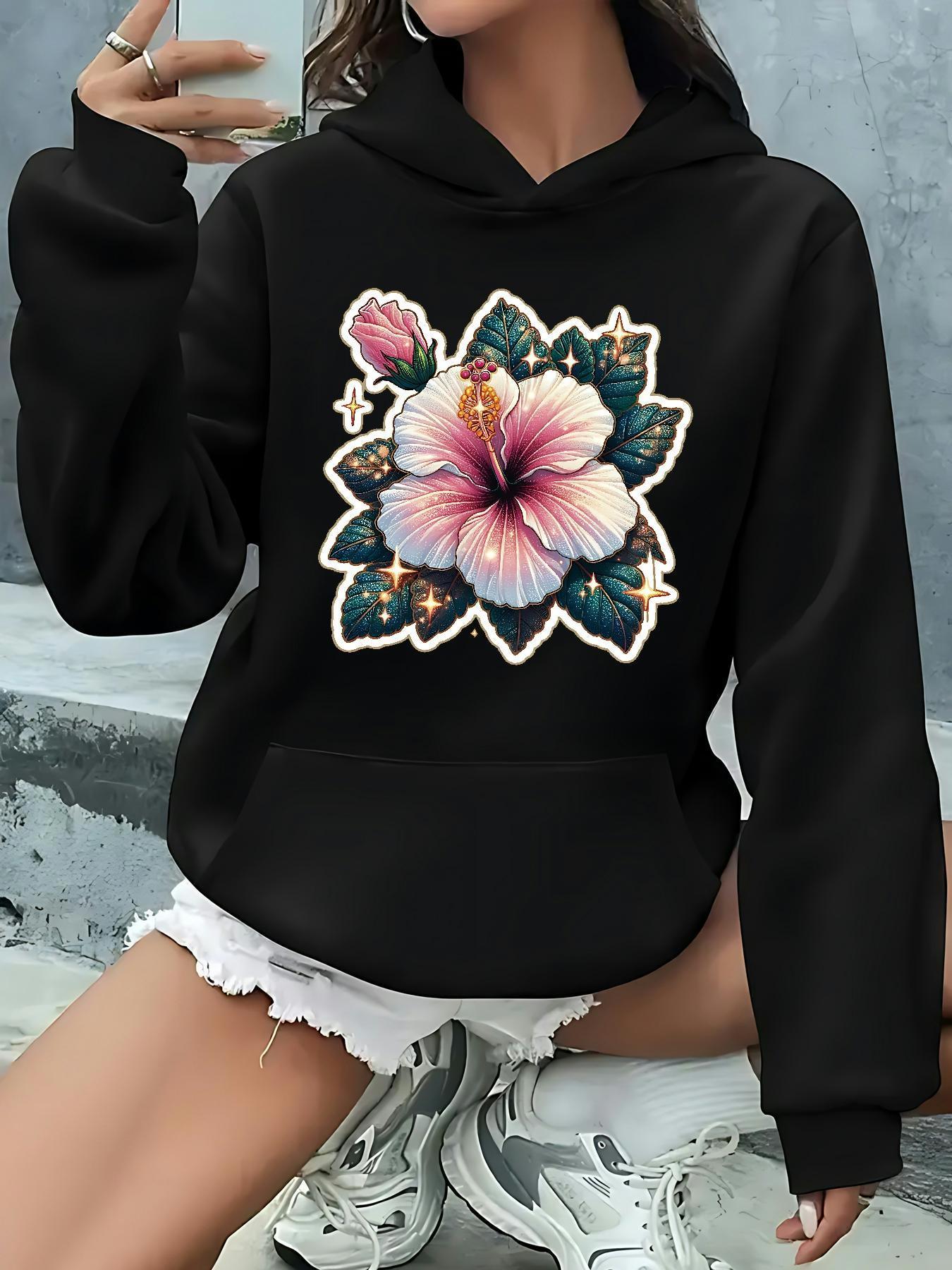 Women's Graphic Hoodie Delicate Petals Blooming With Lush Greenery Under Soft Gentle Light Flower