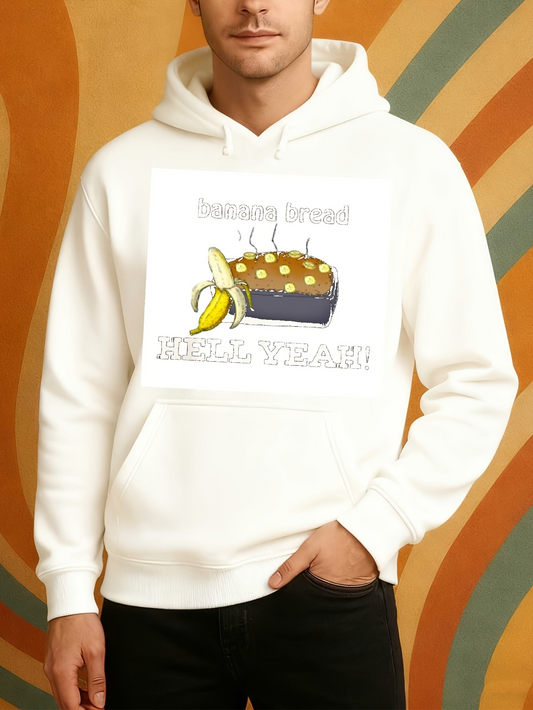 Men's Graphic Hoodie Banana Bread With Cartoon Banana Beside Sliced Loaf