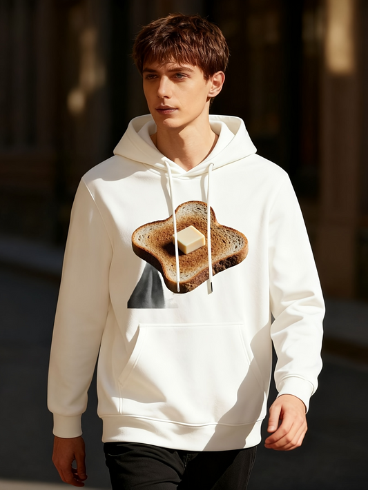Men's Graphic Hoodie Realistic Toast With Golden Butter Sitting On Crisp Bread