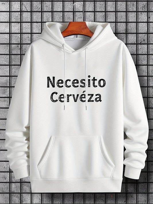 Men's Graphic Hoodie Necesito Cerveza Spanish Beer Print