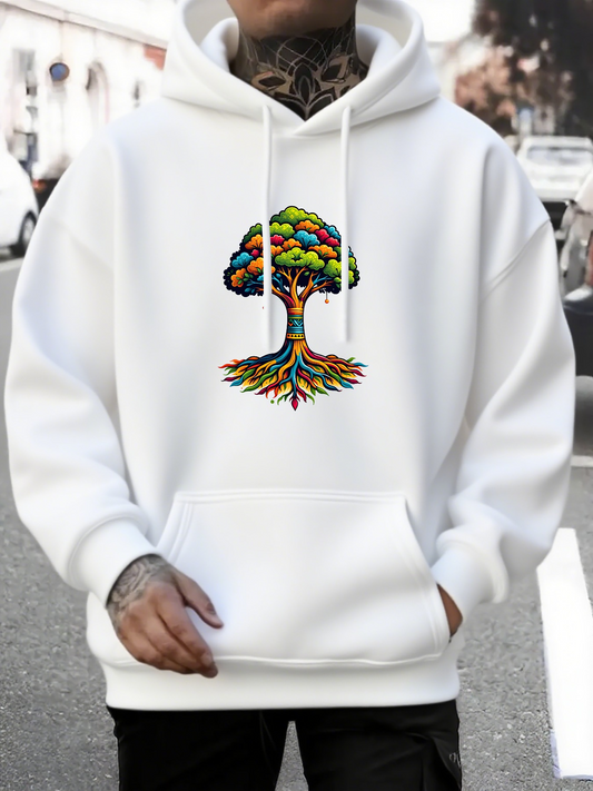 Men's Graphic Hoodie Colorful Abstract Roots And Branches Artistic Tree