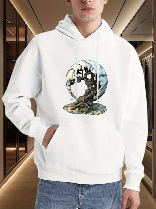 Men's Graphic Hoodie Ancient Roots With Moss Covered Path Under Crescent Moon Tree