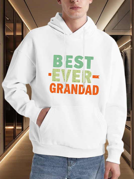 Men's Graphic Hoodie Best Ever Colorful Letter Design On White Grandad