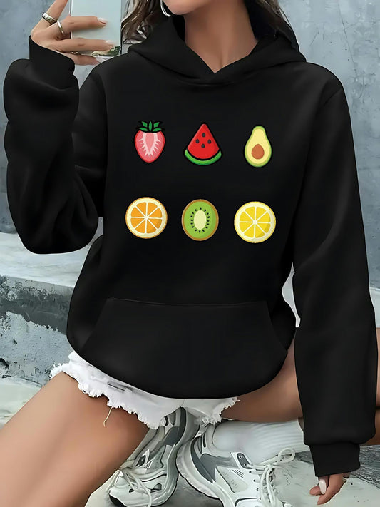 Women's Graphic Hoodie Bright Fresh Summer Fruit With Citrus Kiwi And Melon Fruit