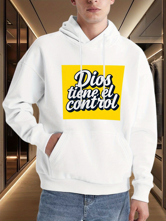 Men's Graphic Hoodie God is in Control锛?Dios Tiene el Control锛?Red Yellow White Verse Design