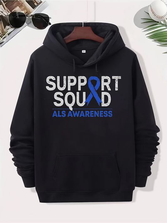 Men's Graphic Hoodie Support Squad Blue Ribbon For Als Awareness Hoodie