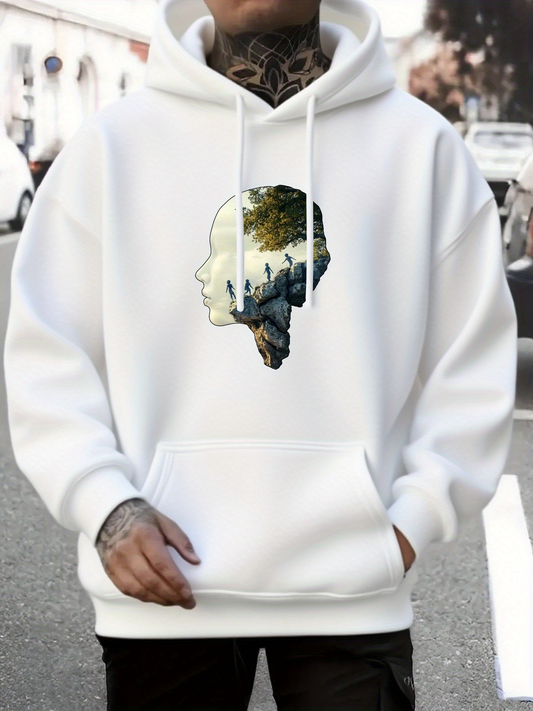 Men's Graphic Hoodie Dreamy Landscape With Sunlight Reflecting Through Silhouette Face