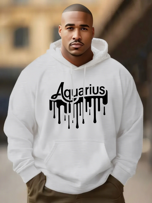 Men's Graphic Hoodie Aquarius Dripping Paint Style Monochrome Bold Statement Aquarius