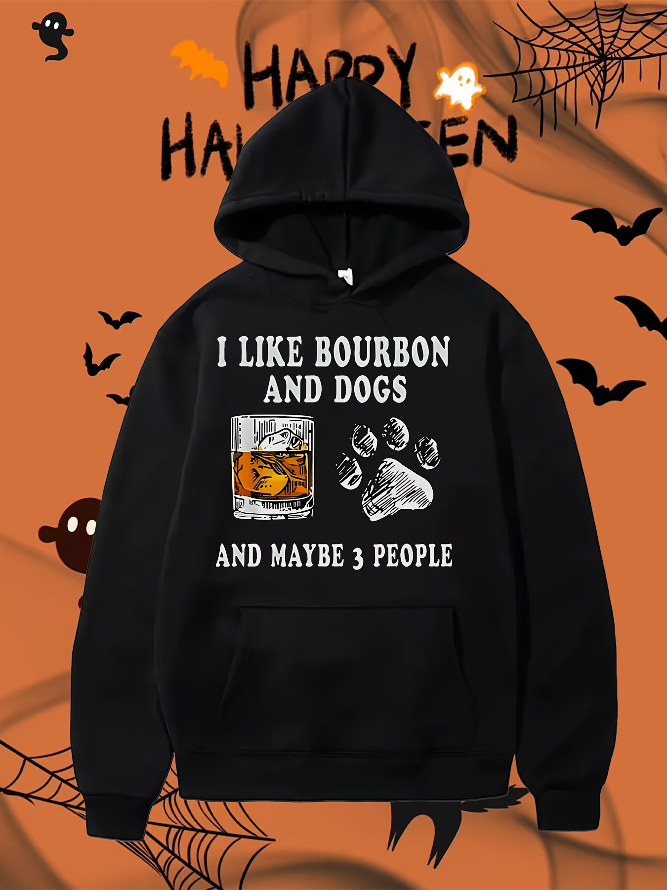 Men's Graphic Hoodie I Like Bourbon And Dogs With Whiskey Glass And Dog Paw Print Hoodie