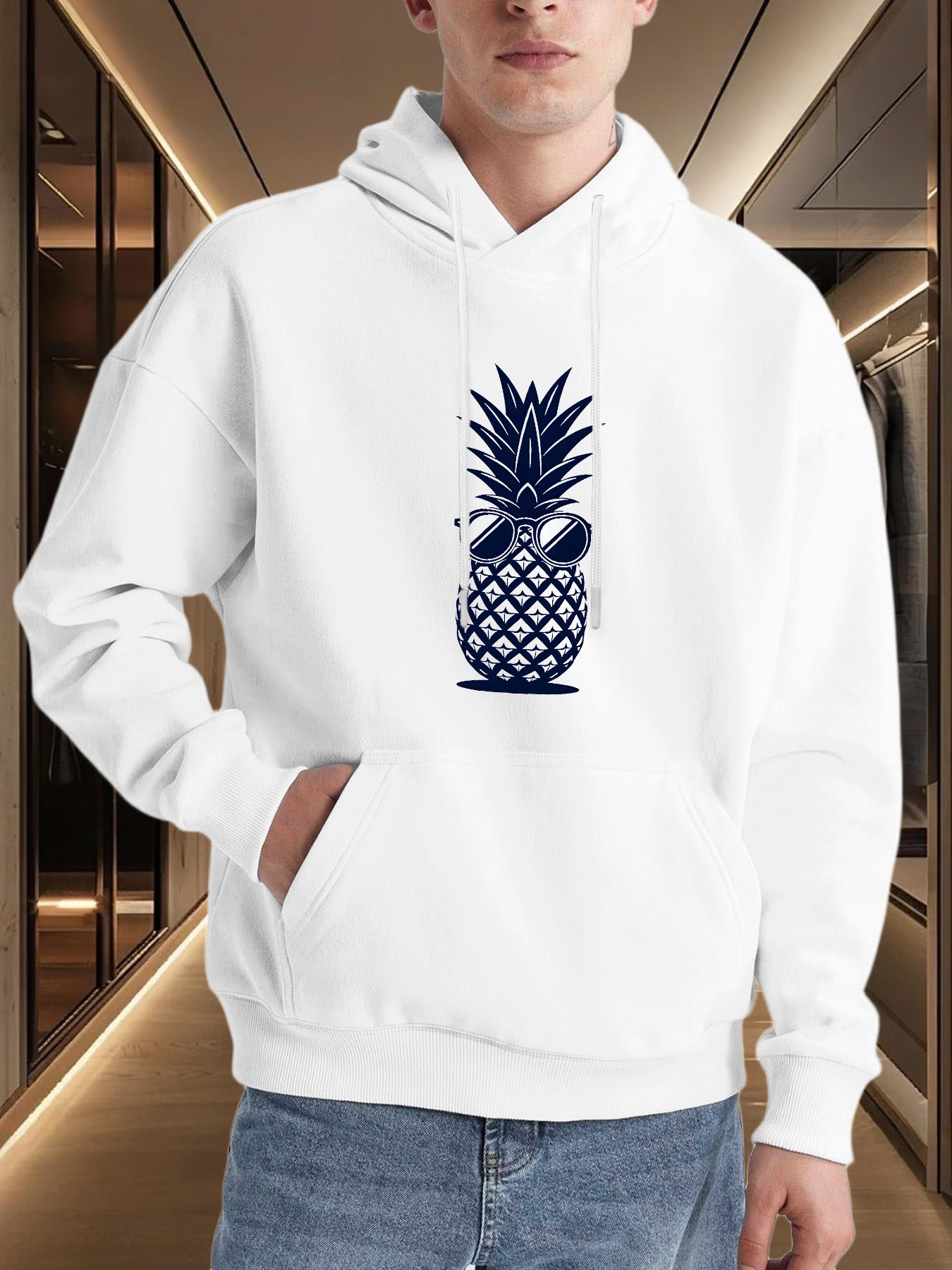 Men's Graphic Hoodie Chic Sunglasses On Vibrant Tropical Pineapple Icon Hoodie