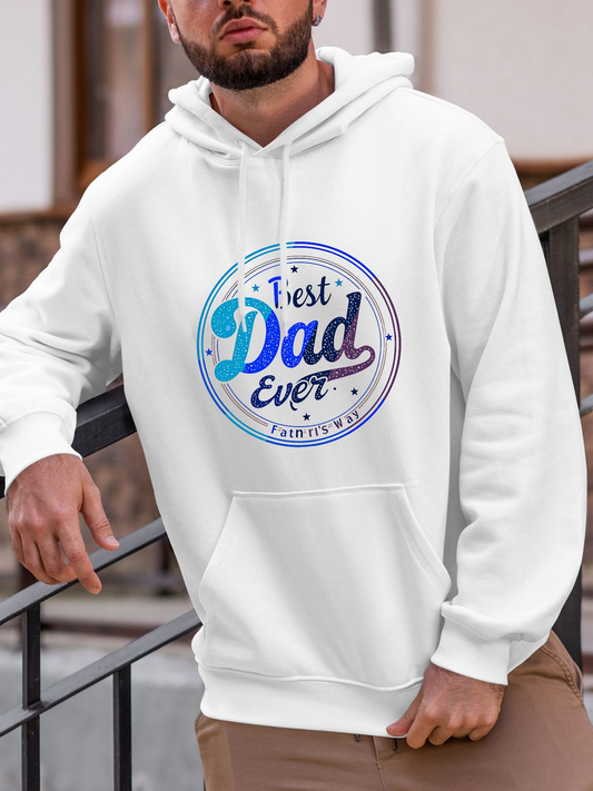 Men's Graphic Hoodie Best Dad Ever Colorful Gradient Circular Badge Dad