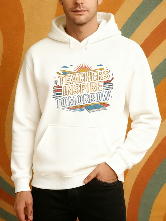 Men's Graphic Hoodie Teachers Inspire Tomorrow With Rising Sun Over Waves Hoodie
