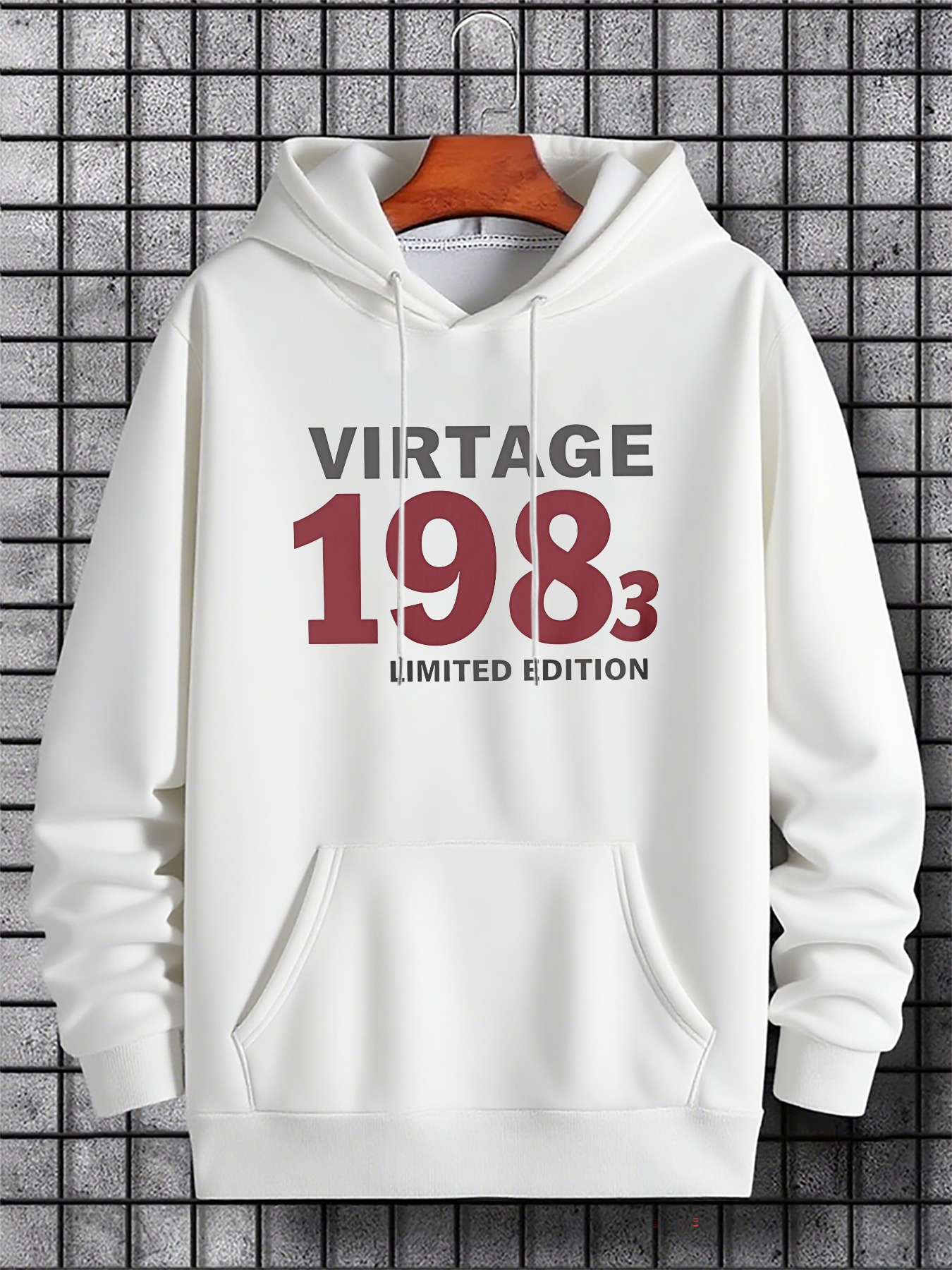 Men's Graphic Hoodie Virtage Limited Edition Red Number Accented Hoodie