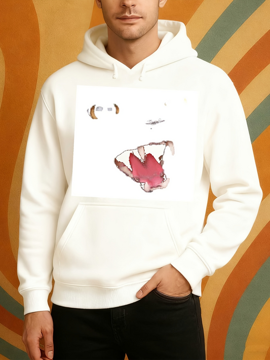 Men's Graphic Hoodie Abstract Painted Splash With Vibrant Brush Strokes Centered Design Mouth