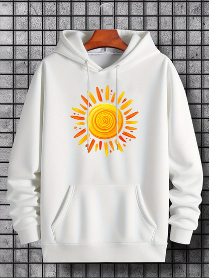 Men's Graphic Hoodie Radiant Sun With Bold Bright Yellow Circular Rays Sun