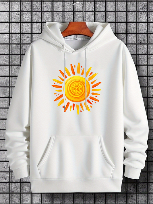 Men's Graphic Hoodie Radiant Sun With Bold Bright Yellow Circular Rays Sun