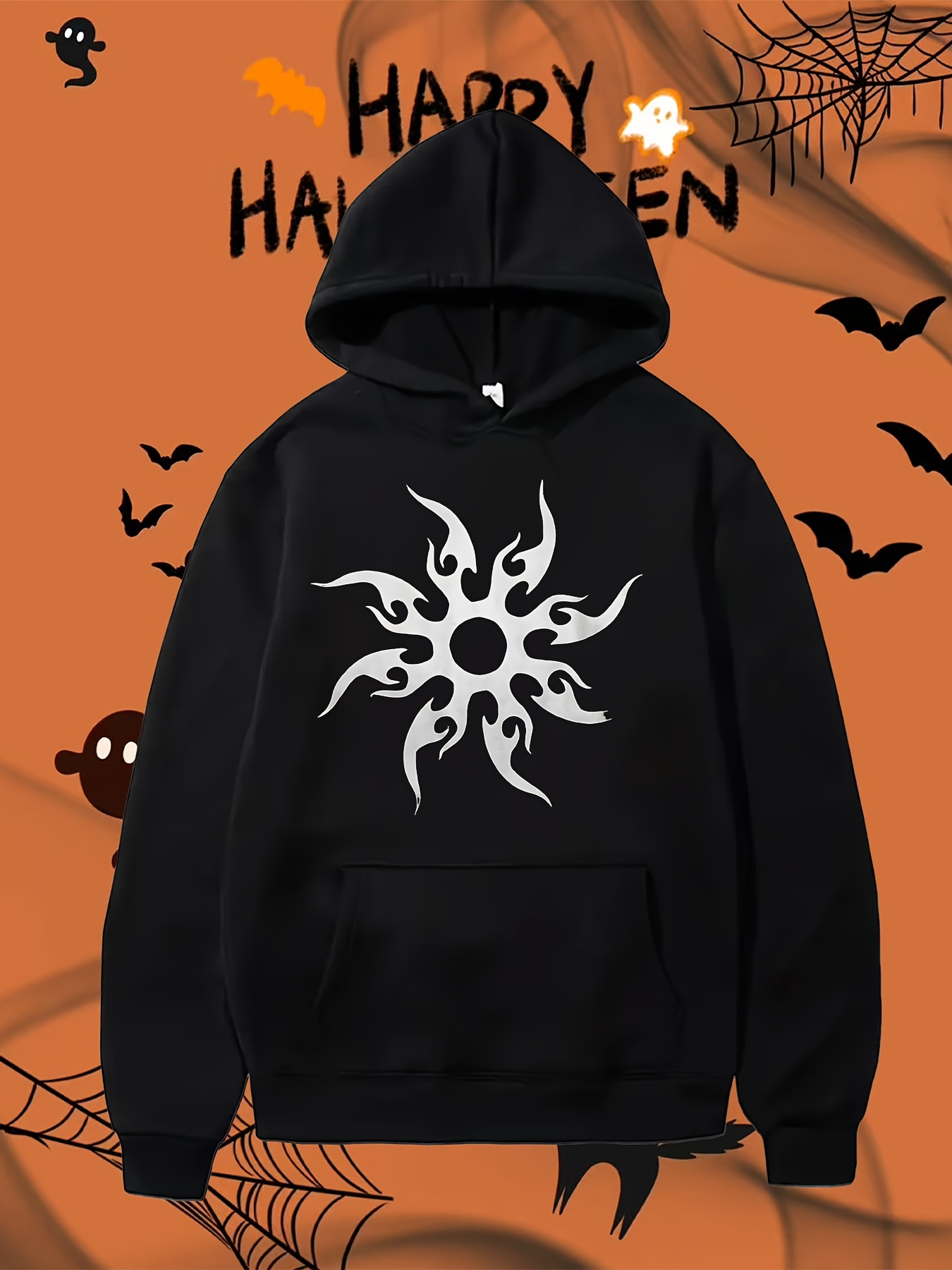 Men's Graphic Hoodie Abstract Fiery White Sunburst Shining Brightly On Soft Cotton Hoodie