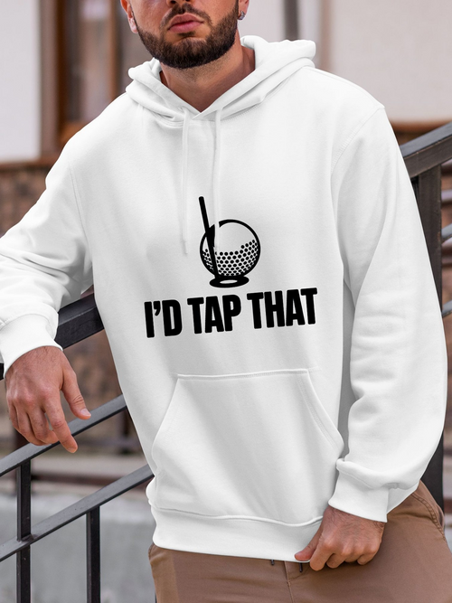 Men's Graphic Hoodie Id Tap That With Golf Tee Beside Dimpled Golf Ball