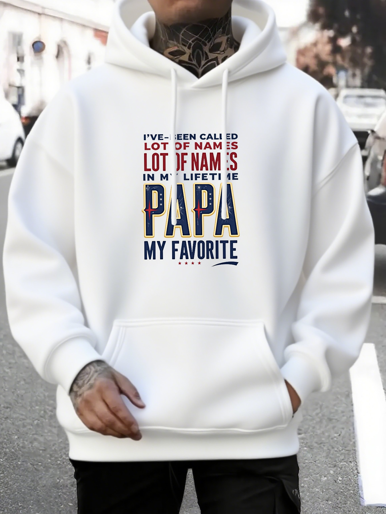 Men's Graphic Hoodie Favorite Lifetime Papa Name Hoodie With Multicolor Urban Lettering