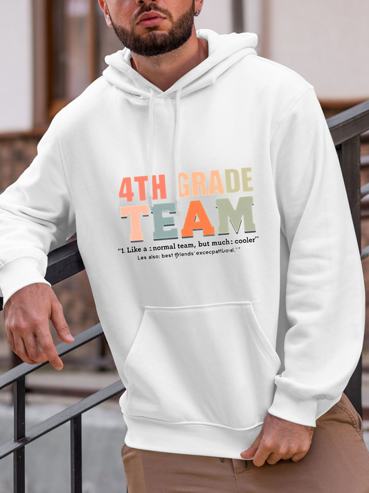 Men's Graphic Hoodie 4th Grade Team Multicolor Bold Letters Classroom Hoodie